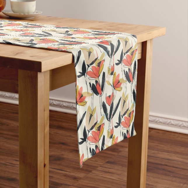Modern Abstract Spring Floral Table Runner Kurzer Tischläufer (Beispiel)