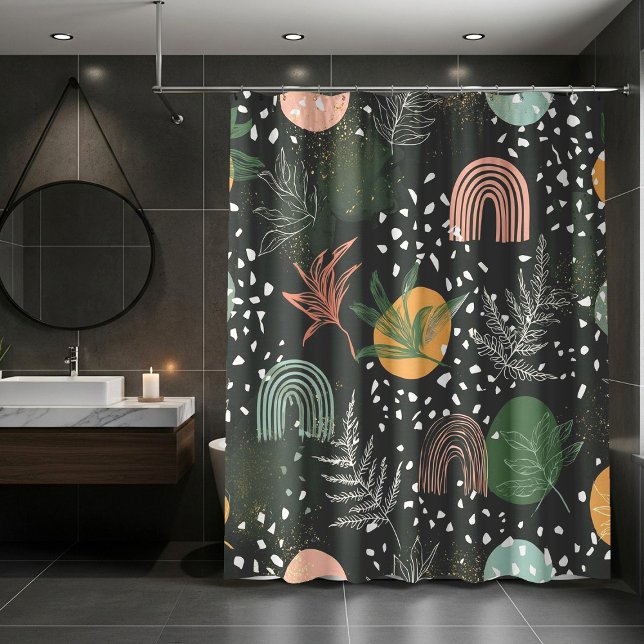 Modern Abstract Terrazzo & Botanical Collage  Duschvorhang (Von Creator hochgeladen)