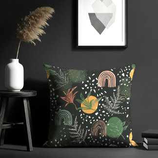 Modern Abstract Terrazzo & Botanical Collage  Kissen