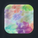 Modern Abstract Watercolor Clouds Colorful Pastel  Pappteller<br><div class="desc">A stunning abstract design featuring soft,  ethereal watercolor clouds in a vibrant palette of purple,  teal,  lime,  and pink. This artistic pastel wash creates a dreamy,  modern aesthetic perfect for personalized stationery,  home decor accents,  or unique gift wrapping. Ideal for those who love contemporary fine art textures.</div>