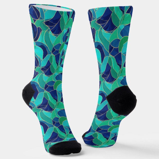 Modern Abstract Waves Seamless Pattern Socken (Gewinkelt)