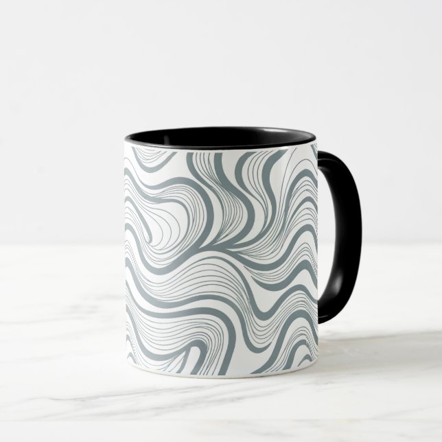 Modern Abstract Wavy Lines Mug Tasse (VorderseiteRechts)