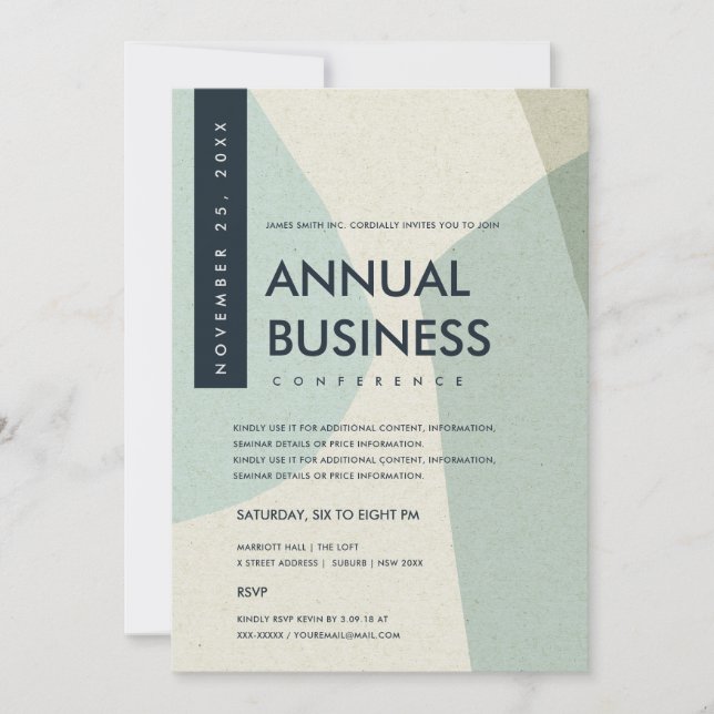 MODERN ABSTRAKT ART AQUA BLAUE KONFERENZ EINLADUNG (Vorderseite)