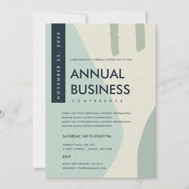 MODERN ABSTRAKT ART AQUA BLAUE KONFERENZ EINLADUNG (Vorderseite)