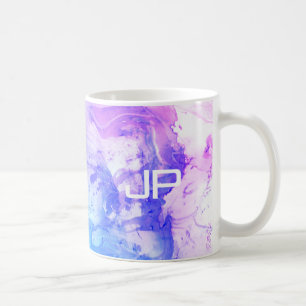 Modern Abstrakt Art Blue Lila Template Monogram Kaffeetasse