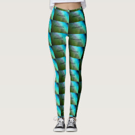 MODERN abstrakt gezeichnet hellgrün-grün Teelblau Leggings