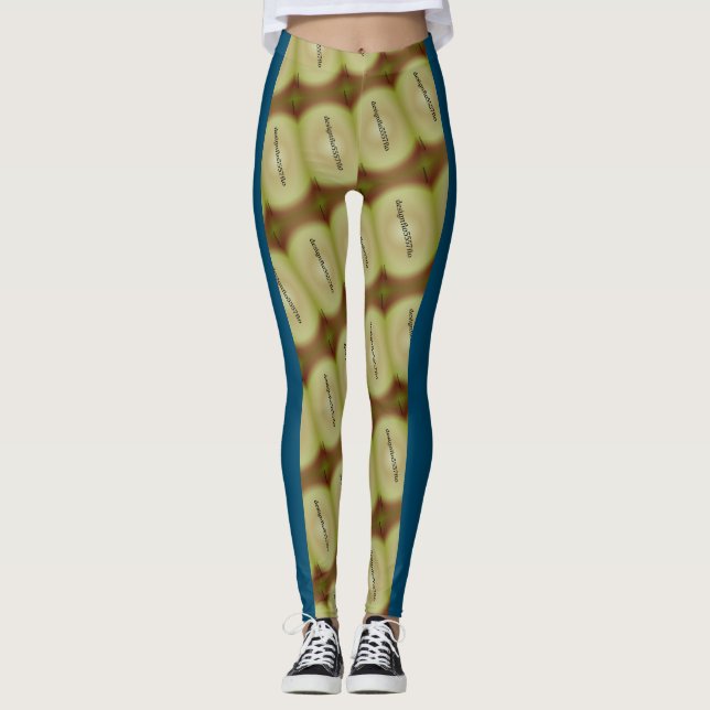 MODERN abstrakt gezeichnet in Blau-Gelb-Braun Leggings (Vorderseite)