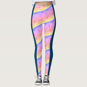 MODERN abstrakt gezeichnet in Blau-Gelb-Rosa Leggings
