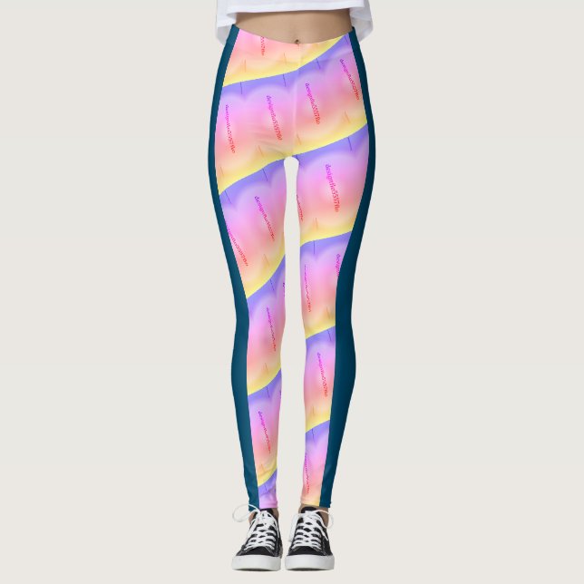MODERN abstrakt gezeichnet in Blau-Gelb-Rosa Leggings (Vorderseite)