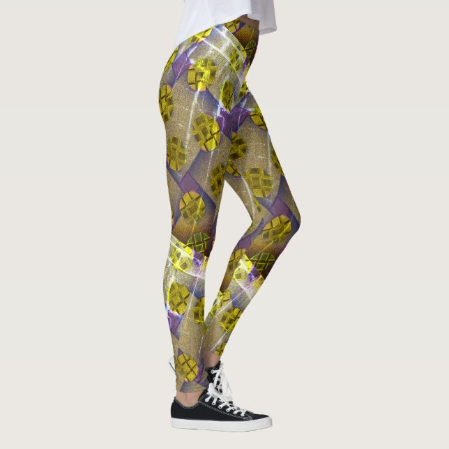 MODERN abstrakt gezeichnet in braun-tiefgelb-leich Leggings (Rechts)