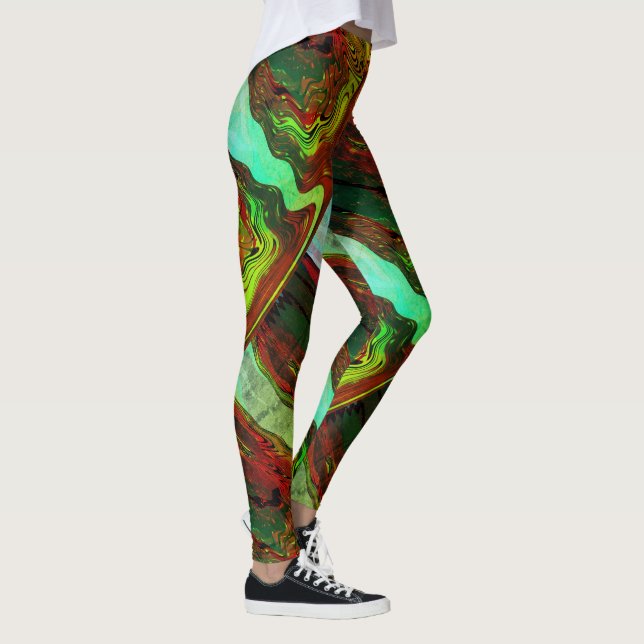 MODERN abstrakt gezeichnet in grün-blau-rot-Leggin Leggings (Rechts)
