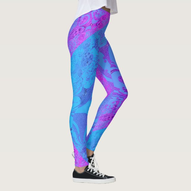MODERN abstrakt gezeichnet in hellblau-pink Leggings (Rechts)