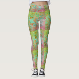 MODERN abstrakt gezeichnet in hellgrün-rosa Leggings