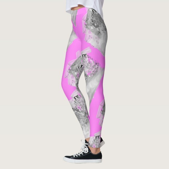 MODERN abstrakt gezeichnet in hellrosa-grau Leggings (Links)