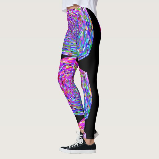 MODERN abstrakt gezeichnet in hellrosa-schwarz-bla Leggings (Links)