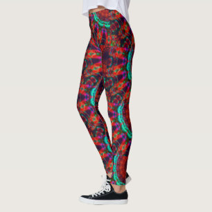 MODERN abstrakt gezeichnet in rot-braun-grün-mosai Leggings