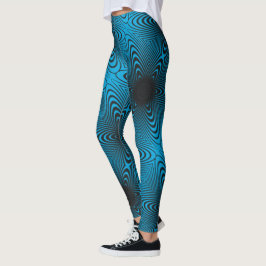 MODERN abstrakt gezeichnet Schwarz-aquamarin-Blaum Leggings