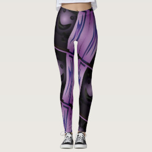 MODERN abstrakt gezeichnet schwarz-blau-lila Leggings