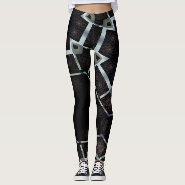 MODERN abstrakt gezeichnet schwarz-grau Leggings (Vorderseite)