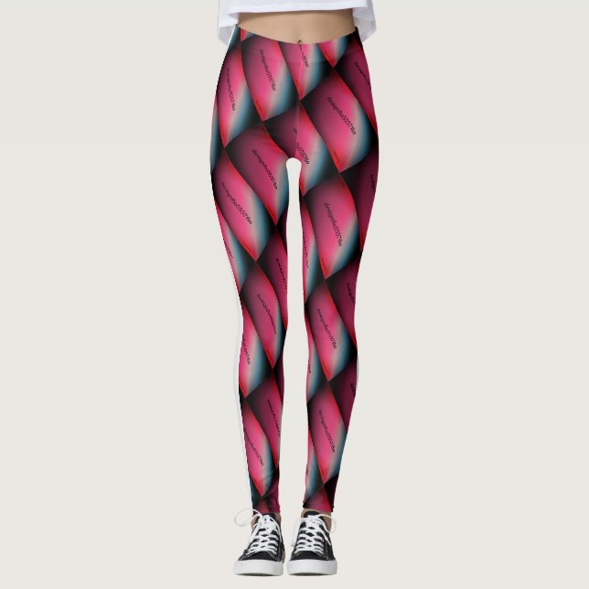 MODERN abstrakt gezeichnet Schwarz in aquamarinem  Leggings (Vorderseite)