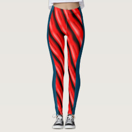MODERN abstrakt gezeichnet Schwarz in Rot Leggings