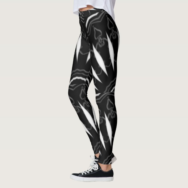 MODERN abstrakt gezeichnet Schwarzweiß-Mosaik Leggings (Links)