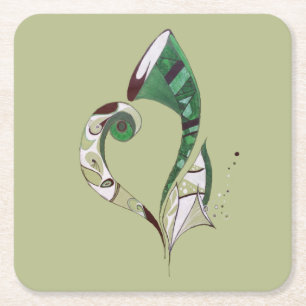 Modern abstrakt Green hand gezeichnete Tintenzeich Rechteckiger Pappuntersetzer