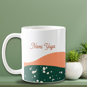 Modern Abstrakt Green Terra Cotta Yoga Kaffeetasse