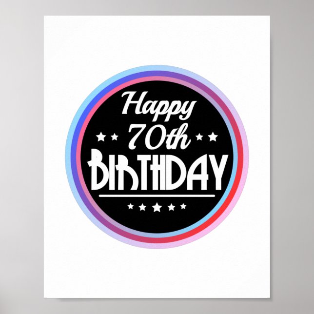 Modern Abstrakt Happy 70. Geburtstag Poster (Vorne)