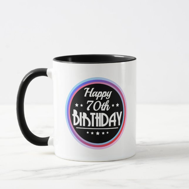 Modern Abstrakt Happy 70. Geburtstag Tasse (Links)