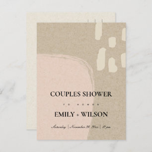 MODERN ABSTRAKT KRAFT BLUSH PEACH COUPLES DUSCHE EINLADUNGSPOSTKARTE