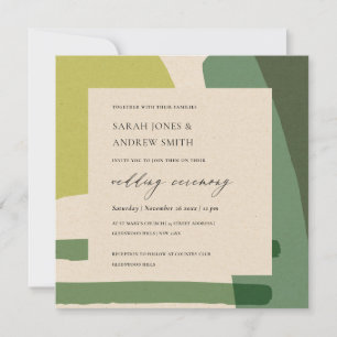 MODERN ABSTRAKT KRAFT LIME GREEN ARTISTIC WEDING EINLADUNG