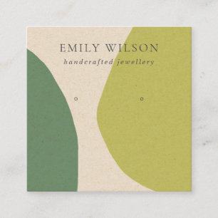 MODERN ABSTRAKT LIME GREEN KRA ART EARRING DISPLAY QUADRATISCHE VISITENKARTE