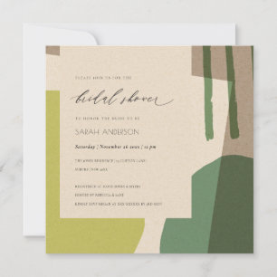 MODERN ABSTRAKT LIME GRÜNES KÜNSTLERISCHES BRAUTPA EINLADUNG