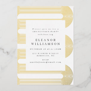 Modern Abstrakt Line Art Abschluss Gold Folieneinladung