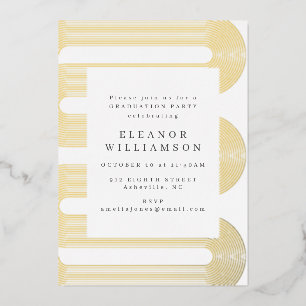 Modern Abstrakt Line Art Abschluss Gold Folieneinladung