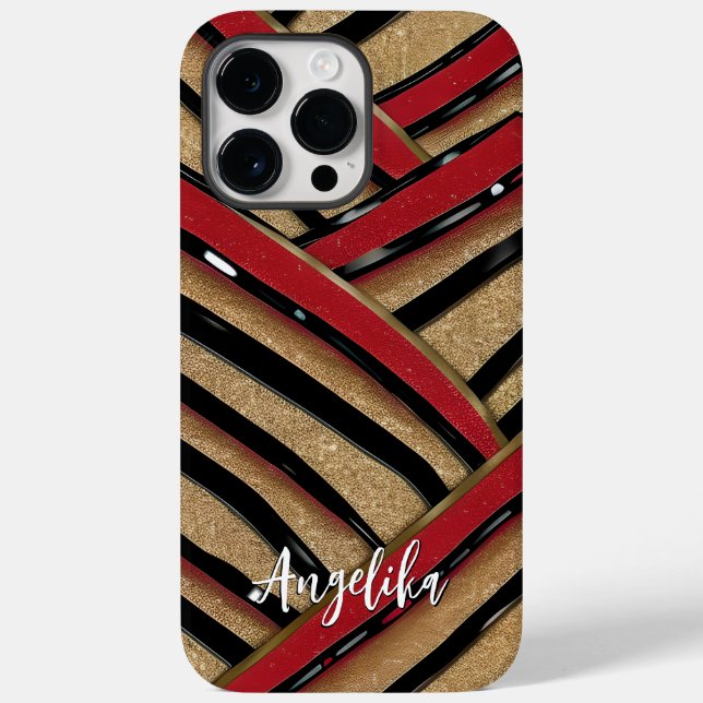 Modern Abstrakt Line Red Black Custom Minimalistis Case-Mate iPhone Hülle (Rückseite)