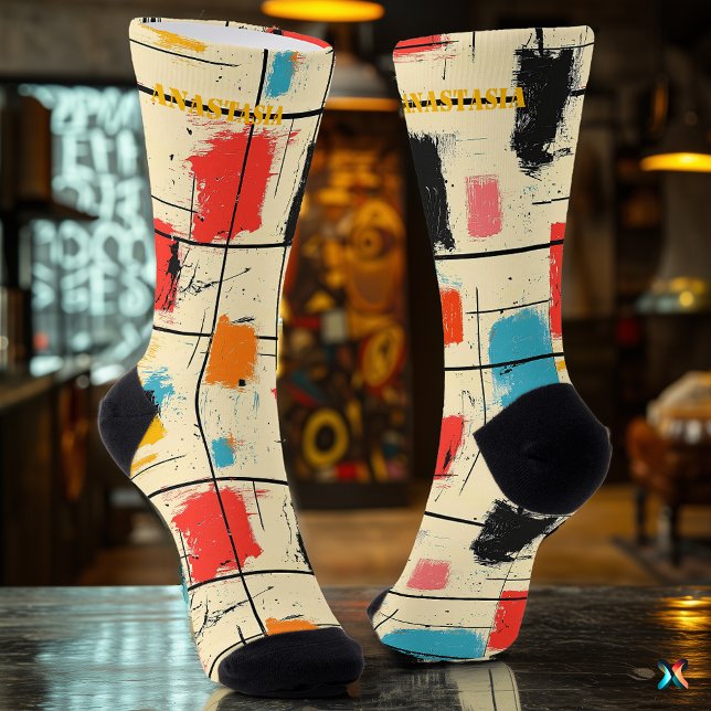 Modern Abstrakt mit urbanem Pinselstich-Design Socken (Von Creator hochgeladen)