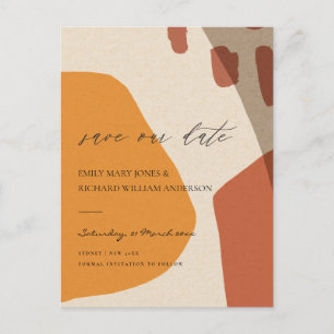 MODERN ABSTRAKT RUST KRAFT ARTISTIC SAVE THE DATE ANKÜNDIGUNGSPOSTKARTE