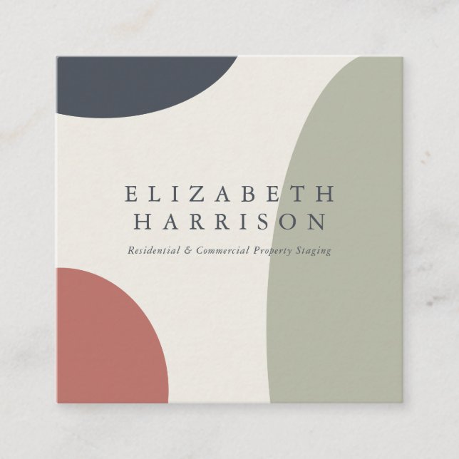 Modern Abstrakt Sage Green Quadratische Visitenkarte (Vorderseite)