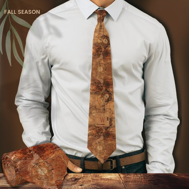 Modern Abstrakt Terracotta Rustic Brown Monogram Krawatte (Modern Abstract Terracotta Rustic Brown Monogram Neck Tie)