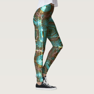 MODERN abstrakt zeichnend hellgrün-braun-mosaik Leggings