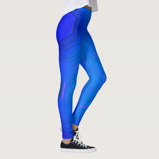 MODERN abstrakt zeichnend in blau-dunkelblau-mosai Leggings (Rechts)