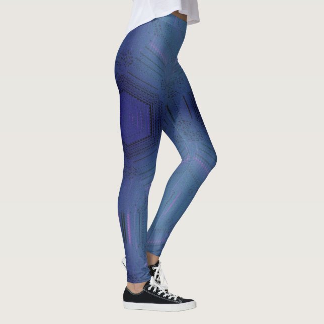 MODERN abstrakt zeichnend in blau-lila-mosaik Leggings (Rechts)