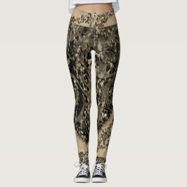 MODERN abstrakt zeichnend in Gold-Schwarz-Mosaik Leggings