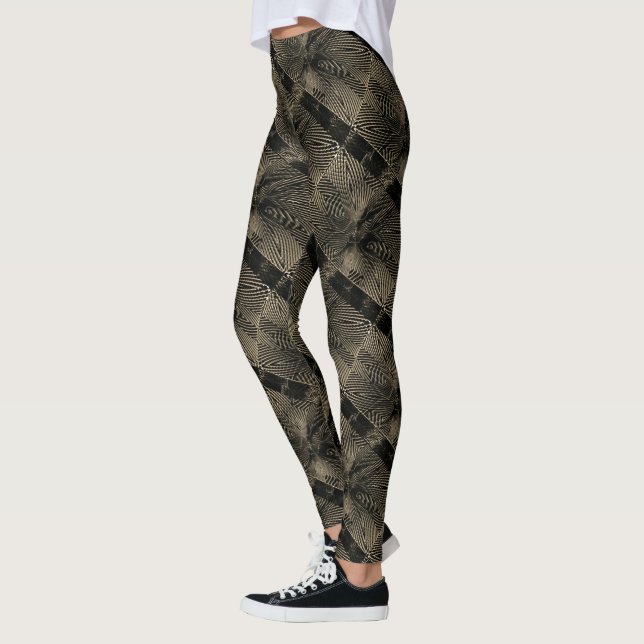 MODERN abstrakt zeichnend-Schwarz-Gold-Mosaik Leggings (Links)