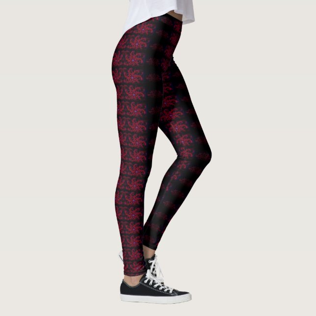 MODERN abstrakt zeichnend Schwarz-Rosa-Mosaik Leggings (Rechts)