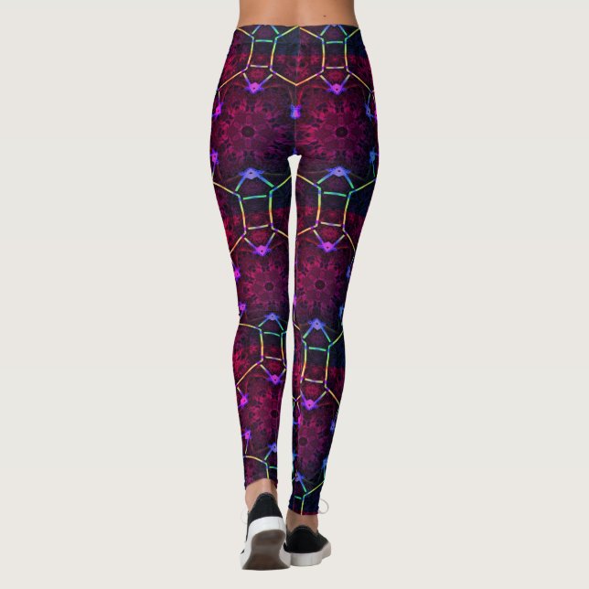 MODERN abstrakt zeichnend Schwarz-Rosa-Mosaik Leggings (Rückseite)
