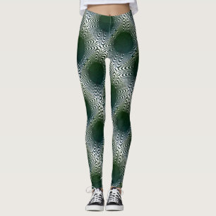 MODERN abstrakt zeichnend tiefgrün-weiß-mosaik Leggings