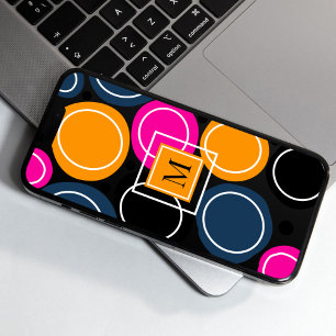 Modern Abstrakte Circles Monogram Pink Aquamarin Case-Mate iPhone 14 Hülle